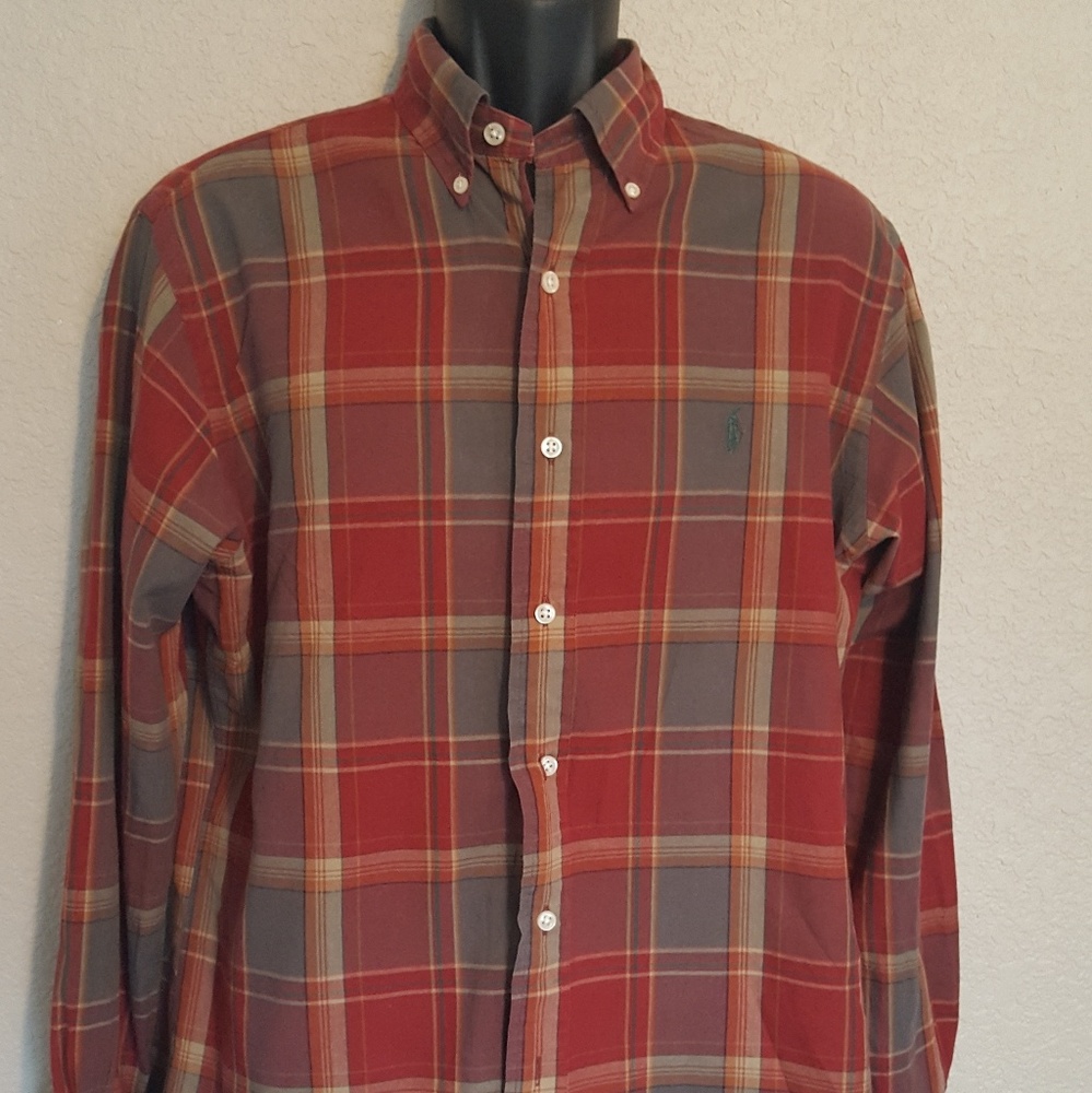 Men's classic fit plaid polo shirt